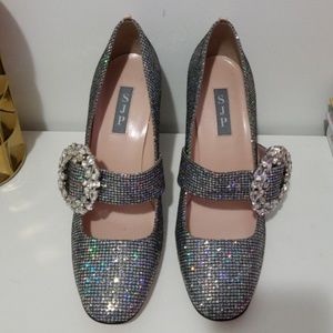 SJP Celine Glitter Mary Jane Heels NEW